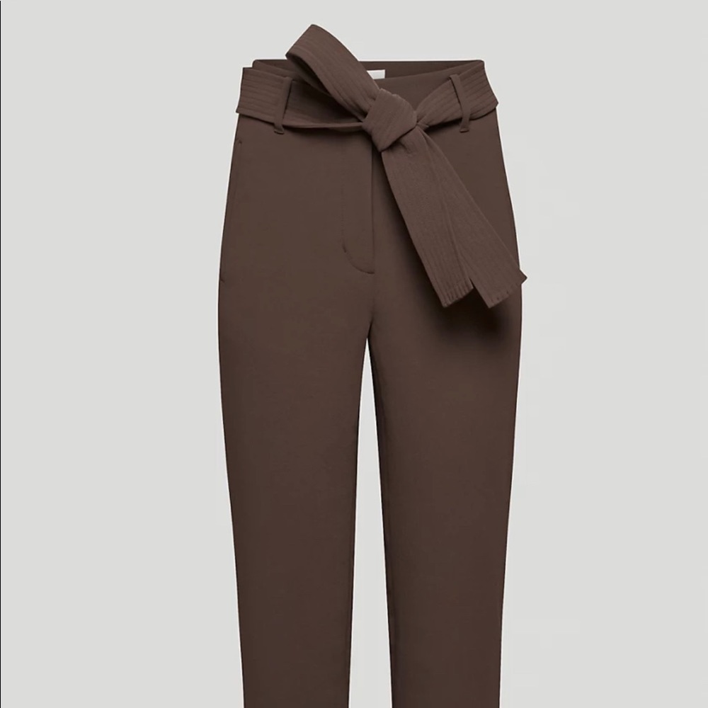 Wilfred High-Waist Tie-Belt Pants in Deep Brown